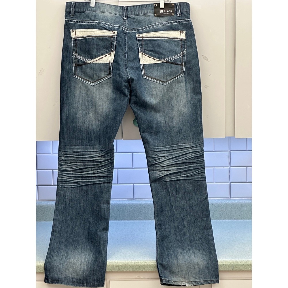 CJ Black Premium Mens 38x32 Y2K/Rocker Style LowRise SlimStraight Leg Blue Jeans